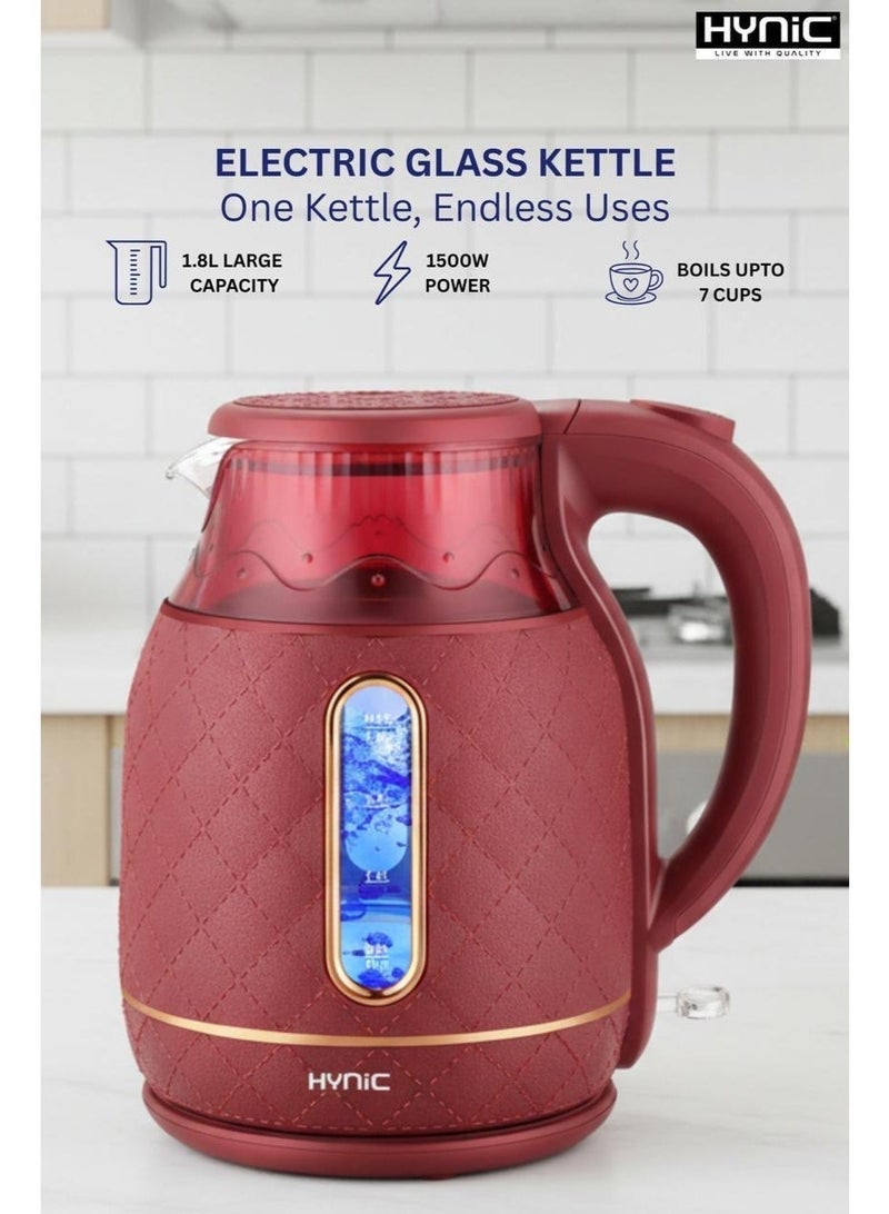 Hynic Double Wall Electric Glass Kettle – 1500W Fast Boil with Cool-Touch Exterior & Blue LED Indicator - Image 2